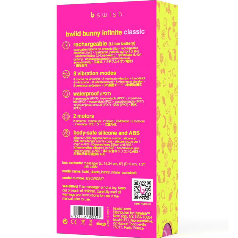 B SWISH - BWILD BUNNY INFINITE CLASSIC VIBRADOR RECARGABLE SILICONA ROSA - Image 5
